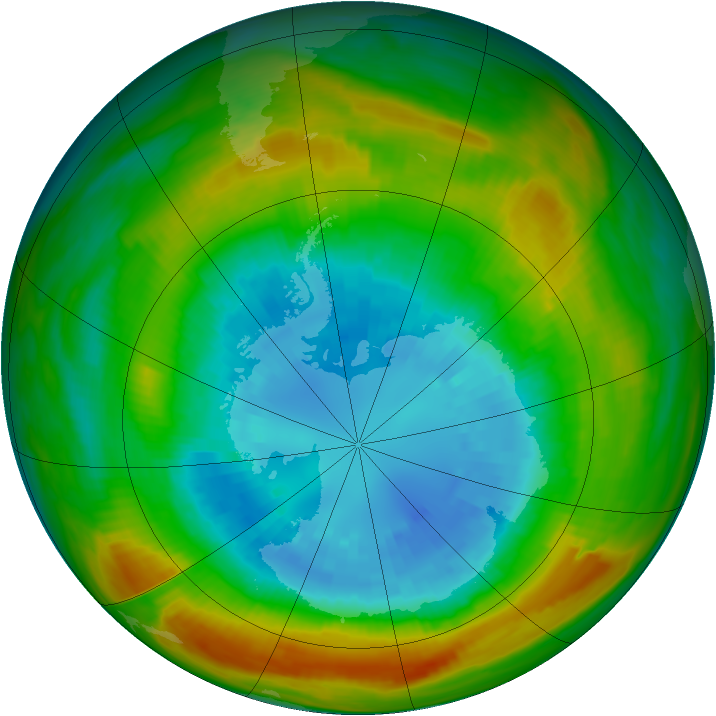Antarctic ozone map for 08 September 1980